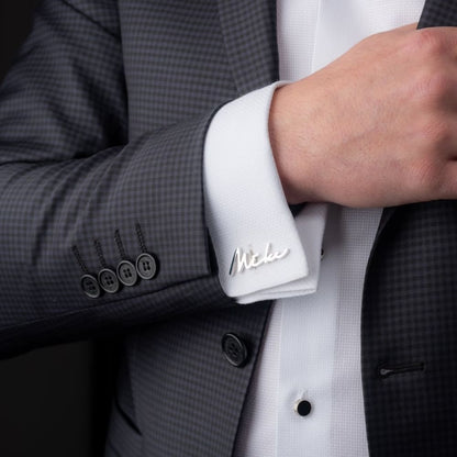 Personalized Signature Style Wedding Cufflinks - LuxuryBring