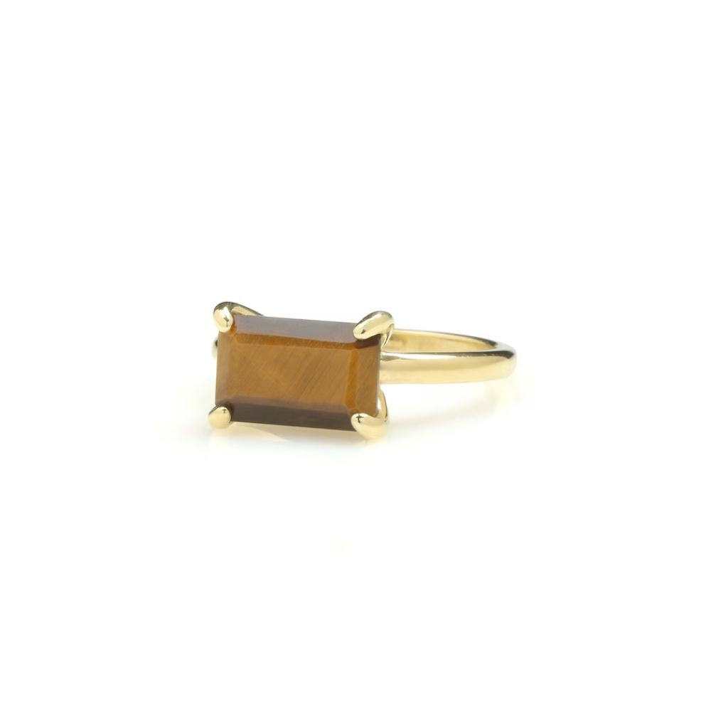 925 Sterling Silver Rectangular Tiger Eye Ring - LuxuryBring