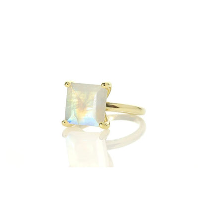 925 Sterling Silver Square Cut Moonstone Ring - LuxuryBring