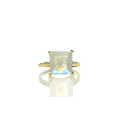 925 Sterling Silver Square Cut Moonstone Ring - LuxuryBring