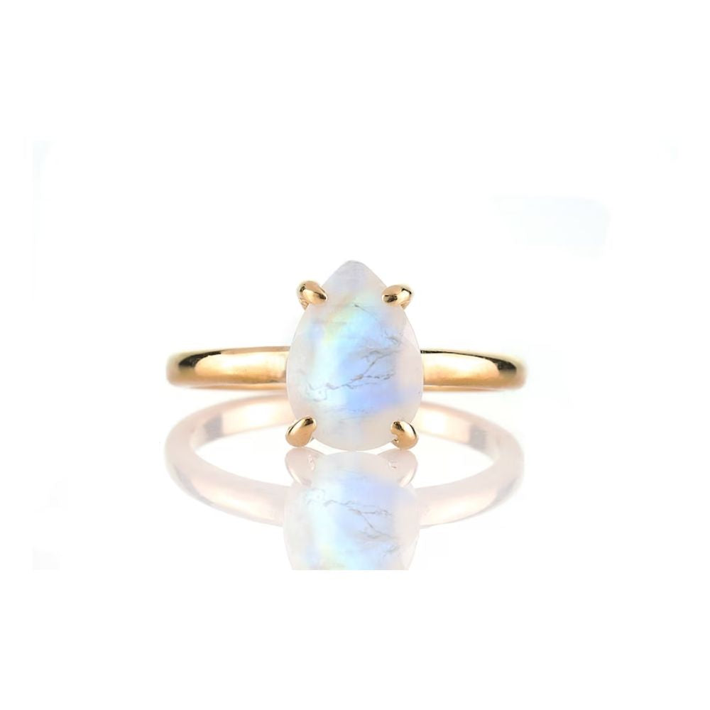 925 Sterling Silver Teardrop Moonstone Ring - LuxuryBring