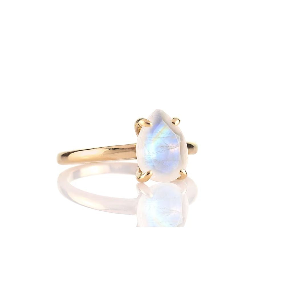 925 Sterling Silver Teardrop Moonstone Ring - LuxuryBring