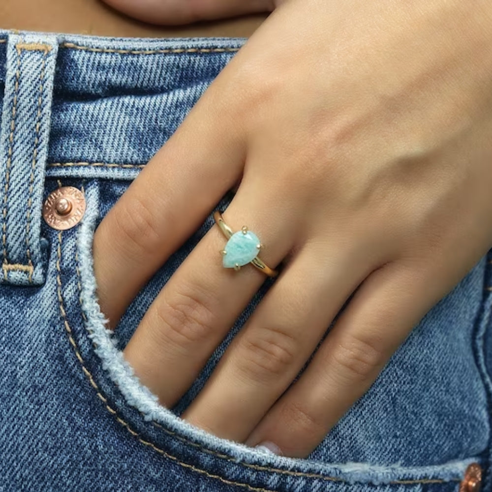 Amazonite Gemstone Ring - LuxuryBring