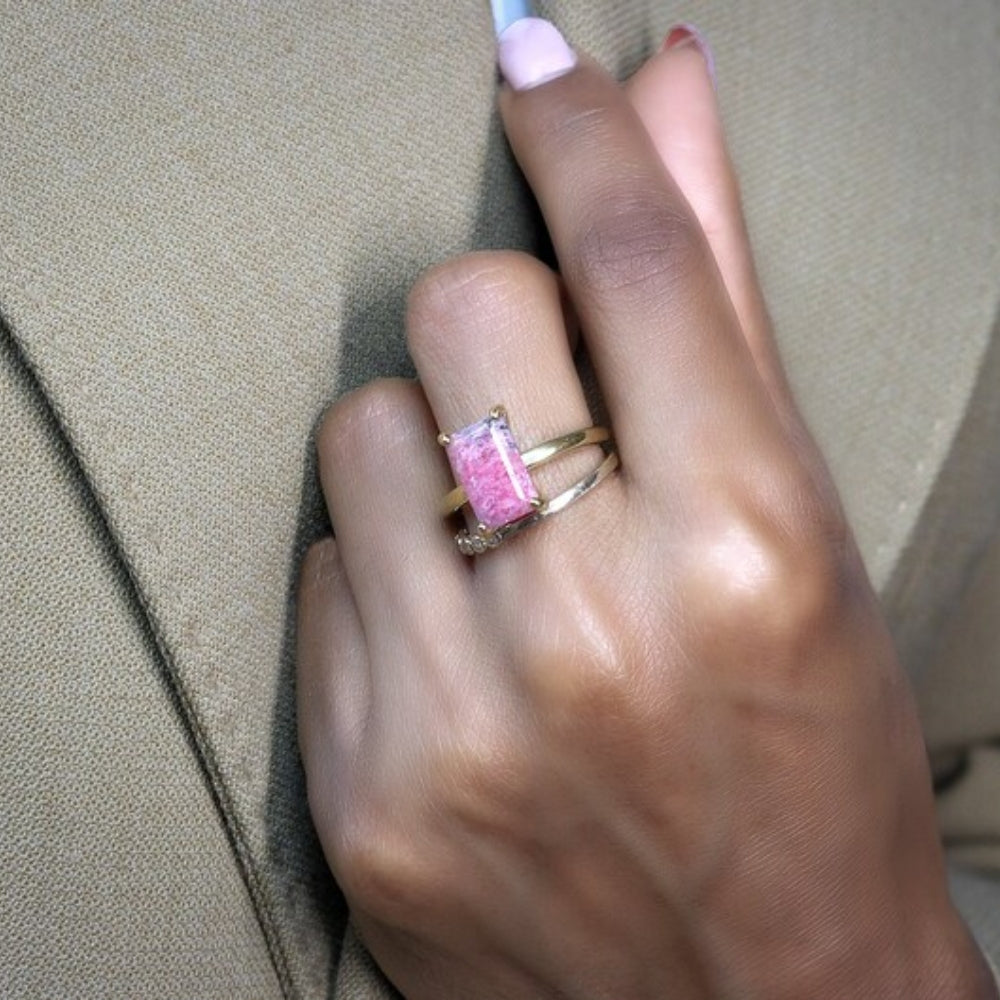 Gold Filled Stackable Rhodonite Ring - LuxuryBring