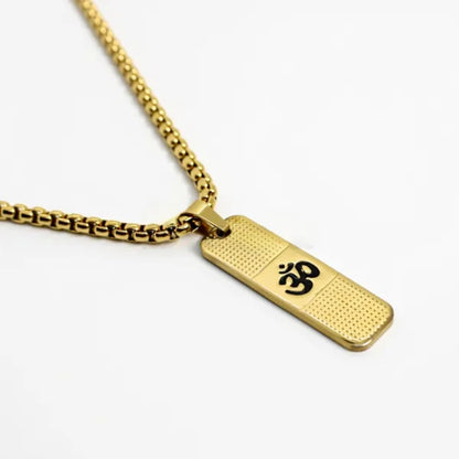 Gold Om Pendant With Dotted Pattern - LuxuryBring