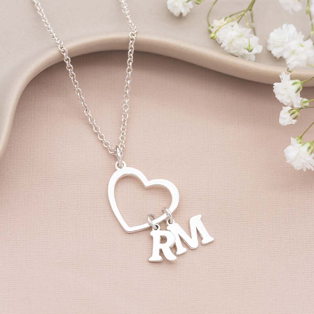 Personalized Heart & Double Initial Letter Necklace - LuxuryBring