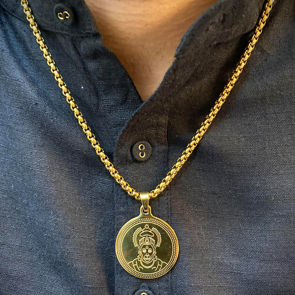 24k gold plated hanuman ji pendant with chain