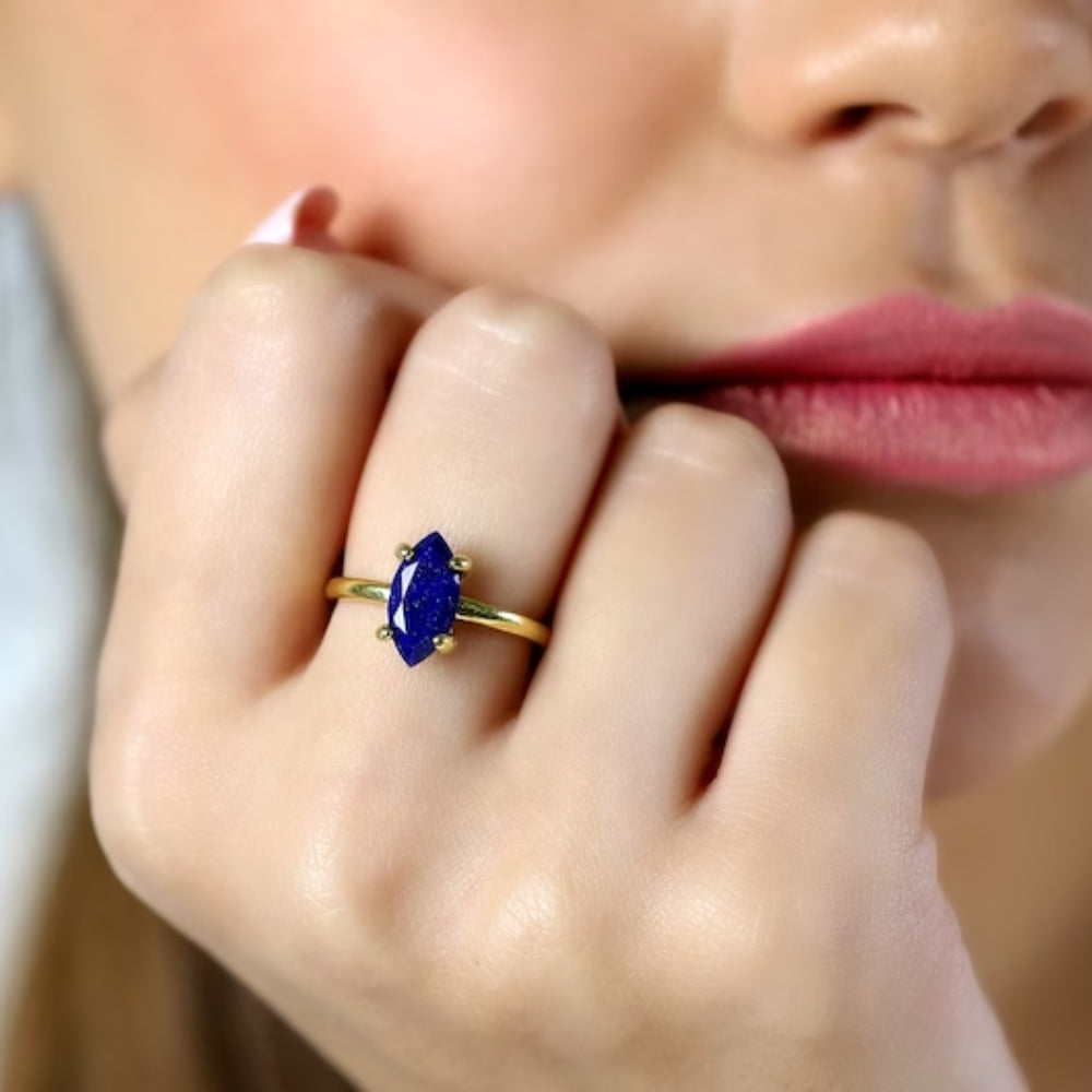 Marquise Lapis Lazuli Ring - LuxuryBring