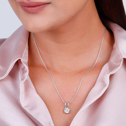 Silver Zircon Pendant with Link Chain