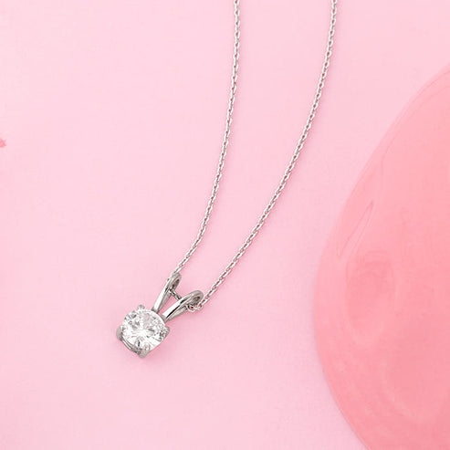 Silver Zircon Pendant with Link Chain