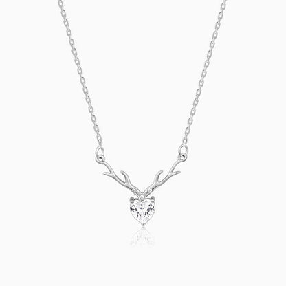 Silver Deer Heart Necklace