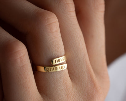 Personalised Double Bar Name Ring - LuxuryBring