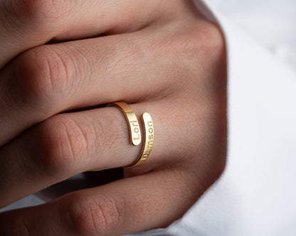 Personalised Double Bar Name Ring - LuxuryBring