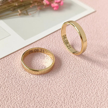 Personalized Couple Rings set With Engraving - LuxuryBring