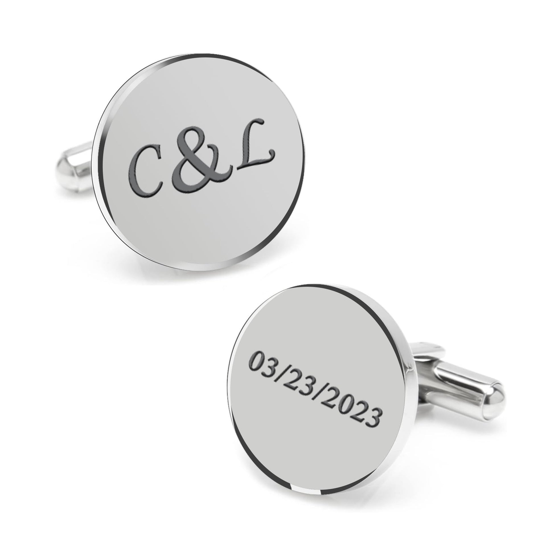 Personalized Date And Initial Cufflink For Men And Boys 1 Pair - LuxuryBring