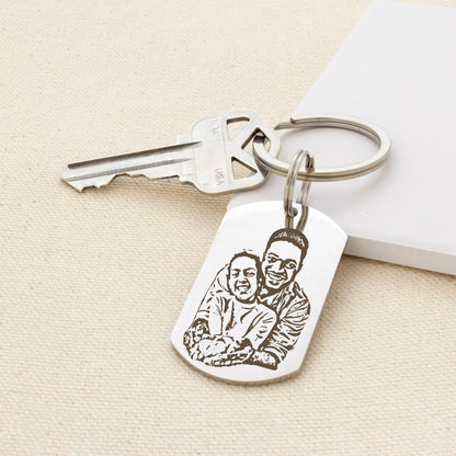 Personalized Double Sided Engraved Photo Keychain - LuxuryBring