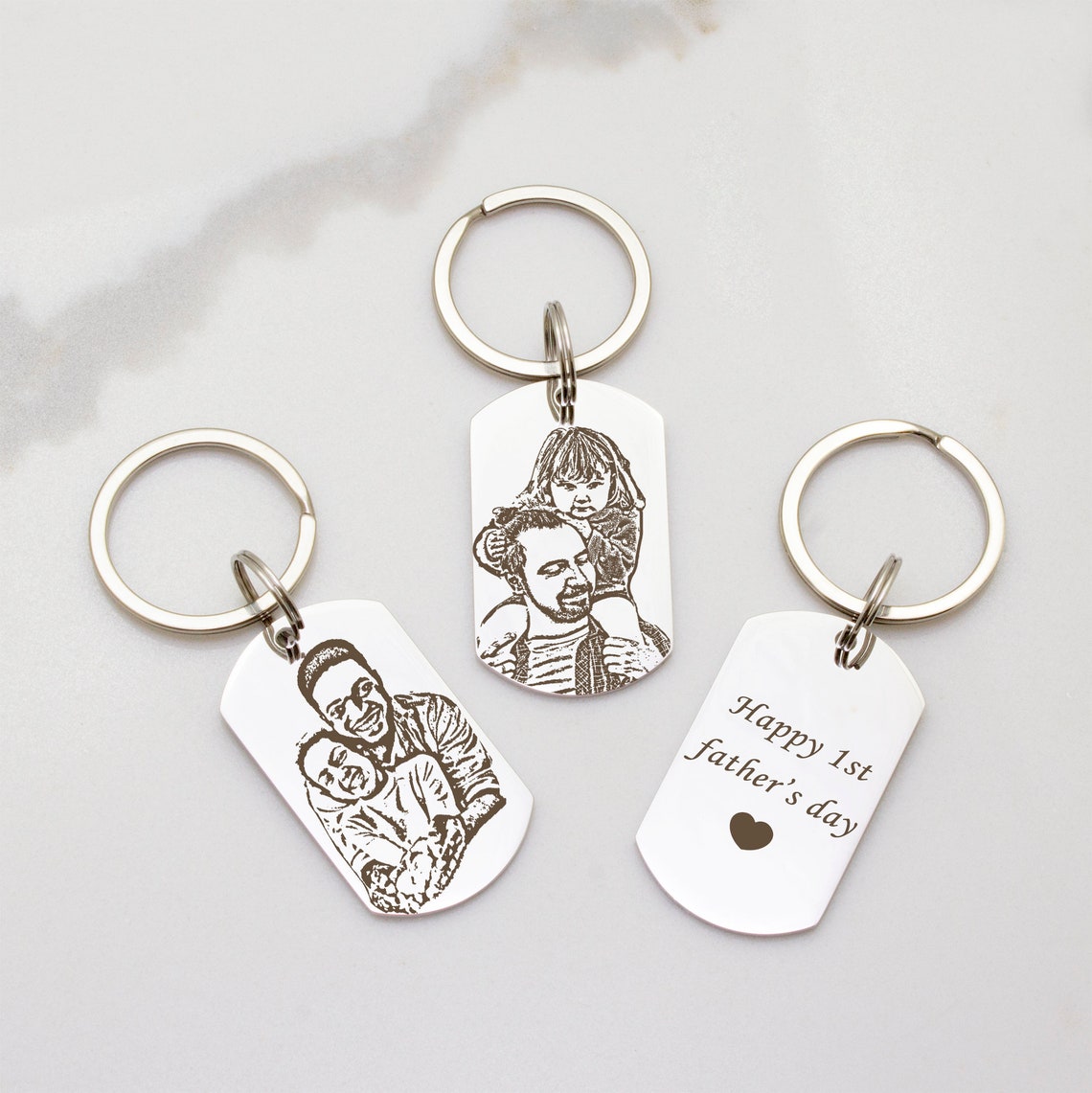 Personalized Double Sided Engraved Photo Keychain - LuxuryBring