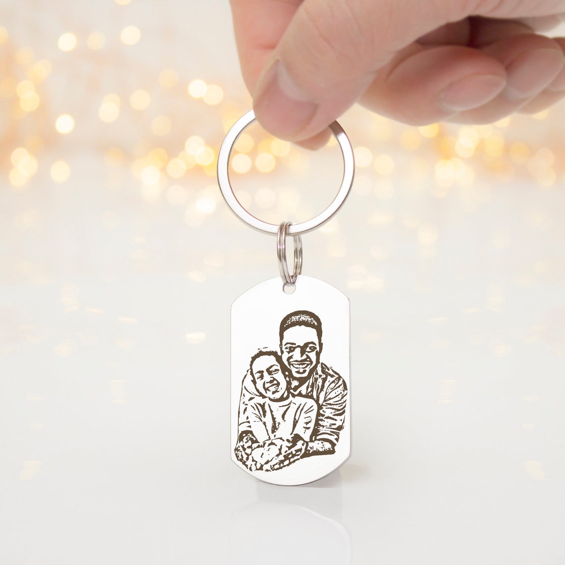 Personalized Double Sided Engraved Photo Keychain - LuxuryBring