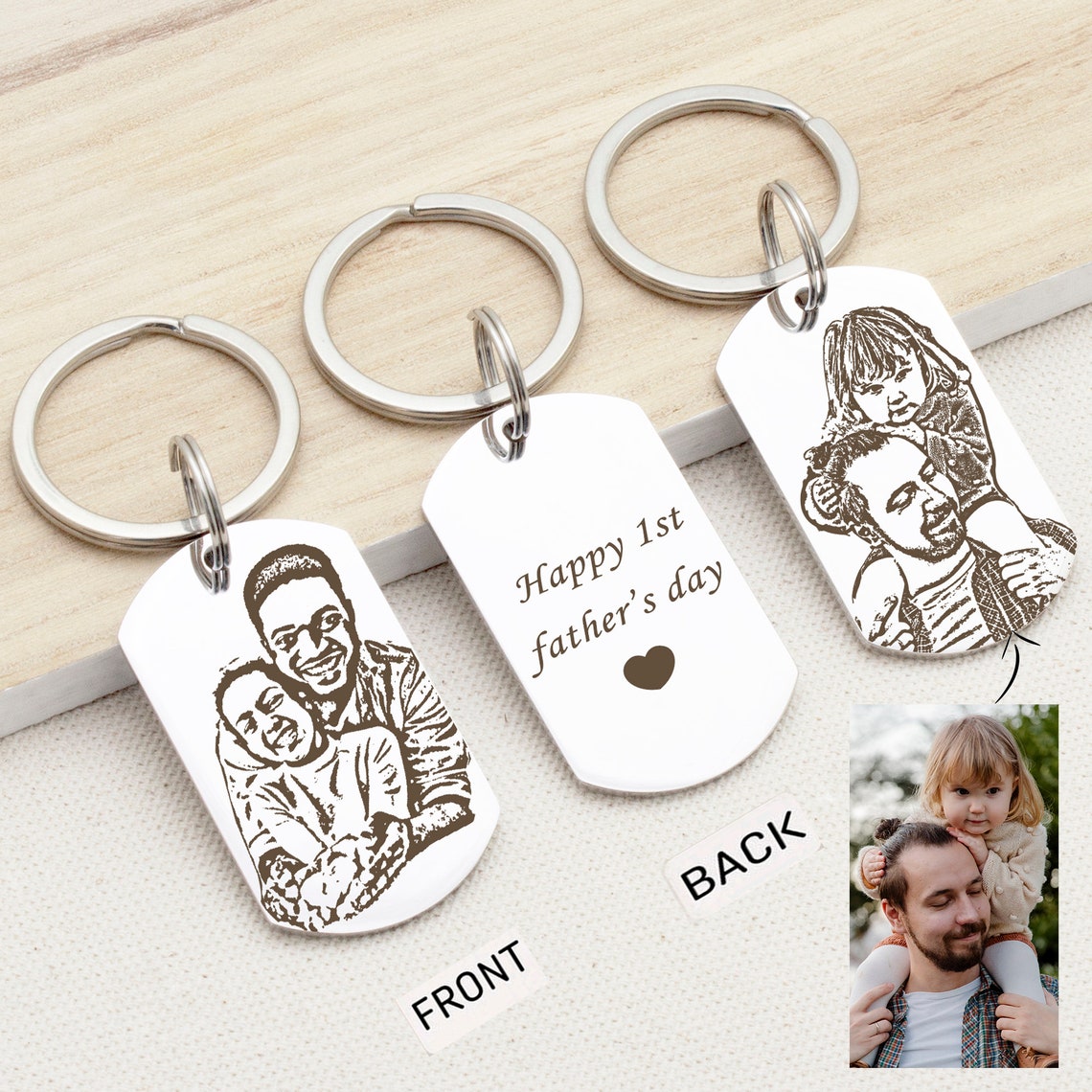 Personalized Double Sided Engraved Photo Keychain - LuxuryBring