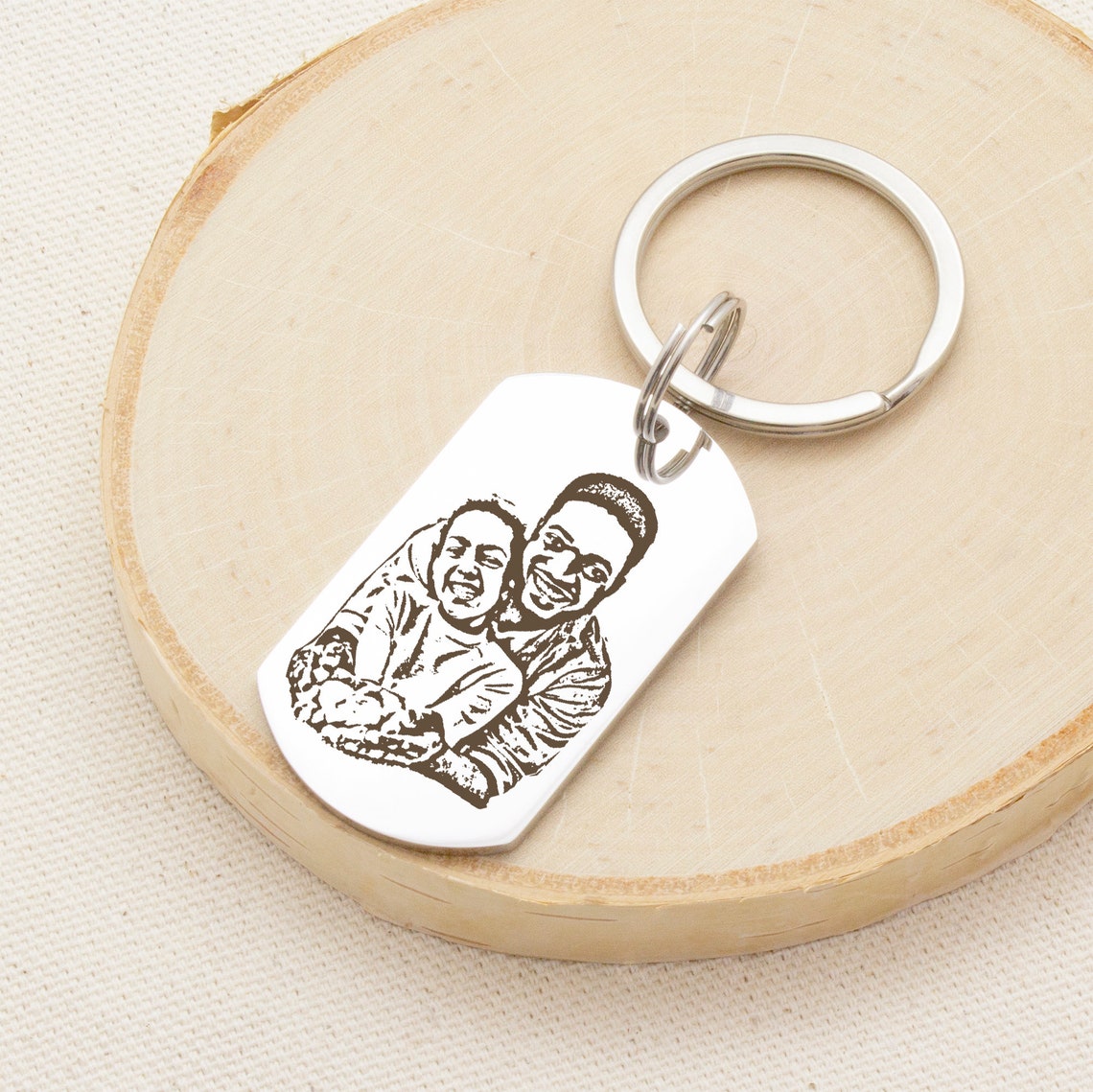 Personalized Double Sided Engraved Photo Keychain - LuxuryBring