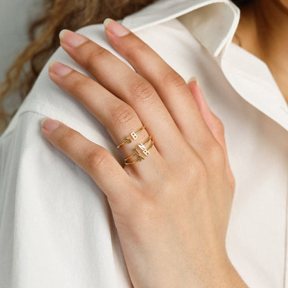 Personalized Duo Initial Ring - LuxuryBring