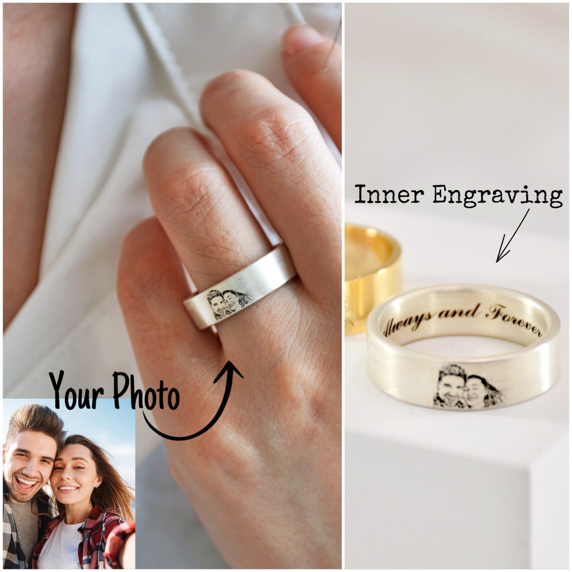 Personalized Engraved Picture Ring - LuxuryBring