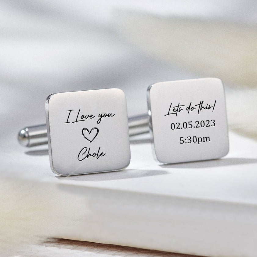 Personalized Engraving Square Cufflinks - LuxuryBring