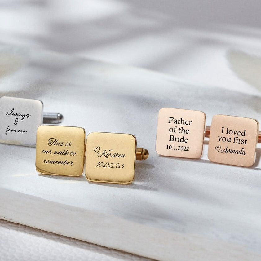 Personalized Engraving Square Cufflinks - LuxuryBring