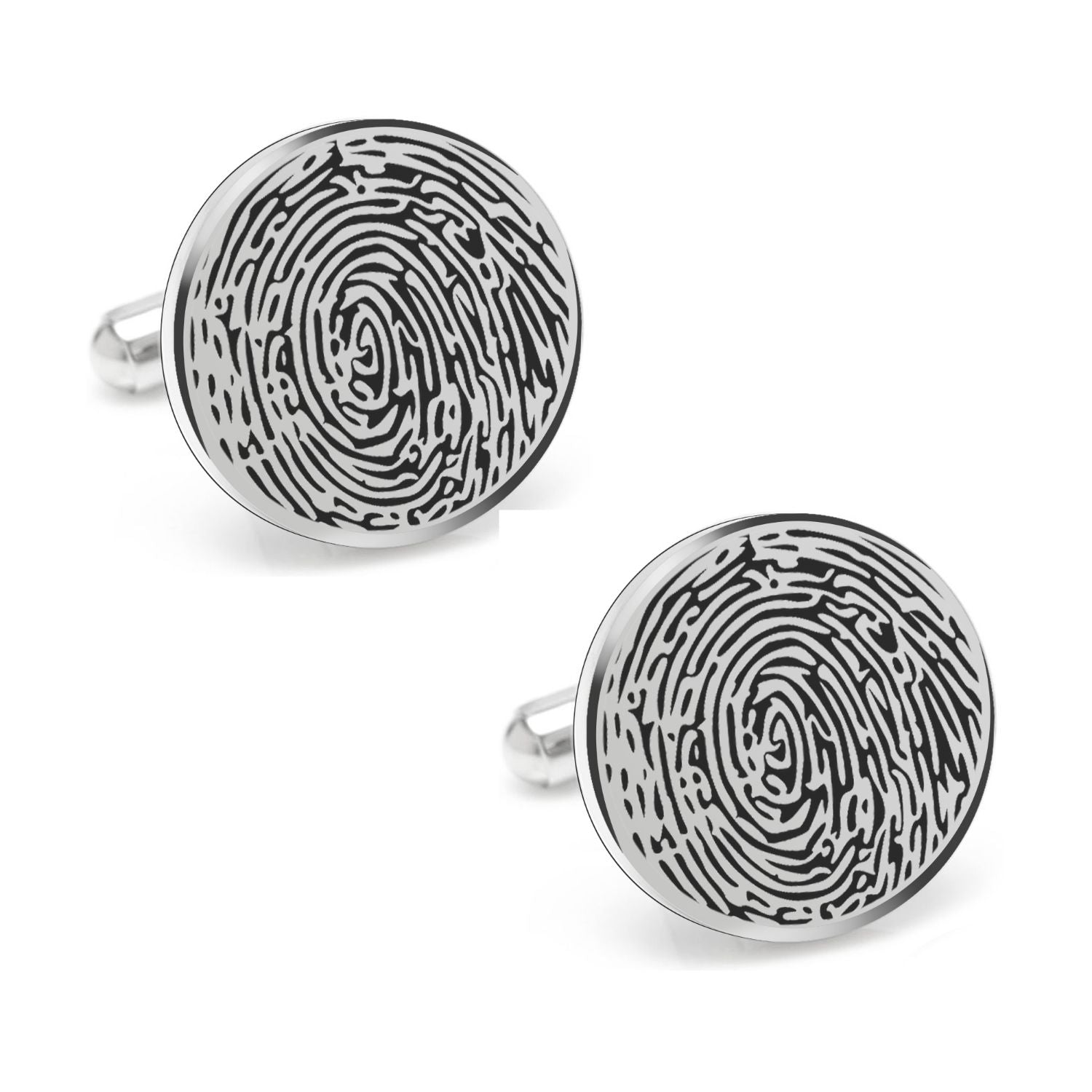 Personalized Fingerprint Round Shaped Cufflink for Men and Boys - LuxuryBring