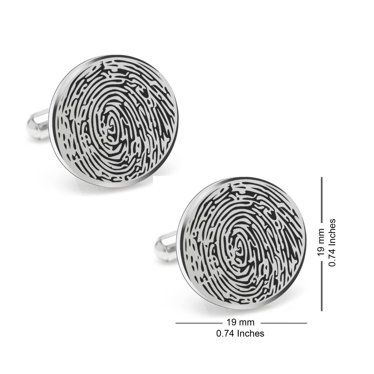 Personalized Fingerprint Round Shaped Cufflink for Men and Boys - LuxuryBring