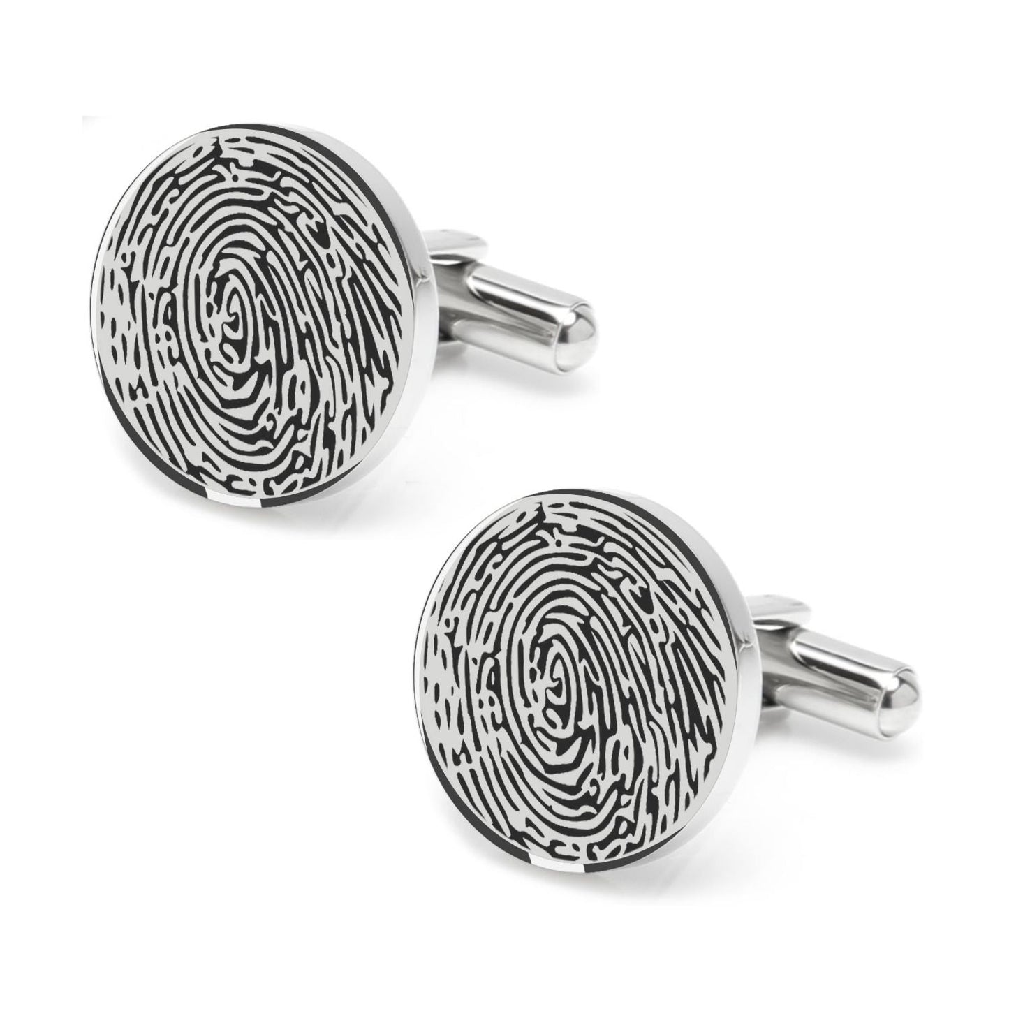 Personalized Fingerprint Round Shaped Cufflink for Men and Boys - LuxuryBring