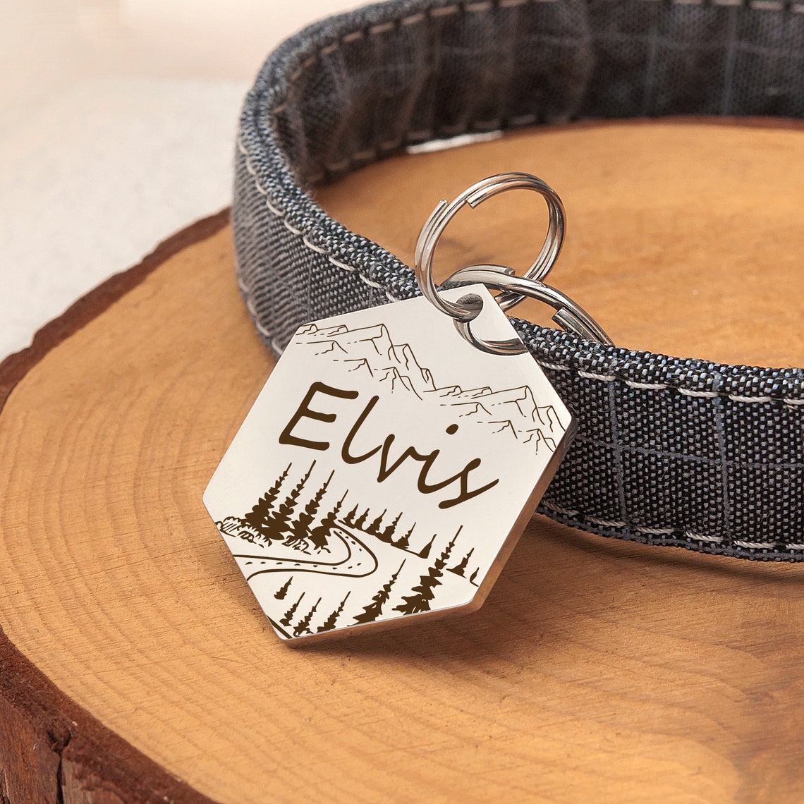 Personalized Mountain Forest Scene Dog-Pet Id Tags - LuxuryBring