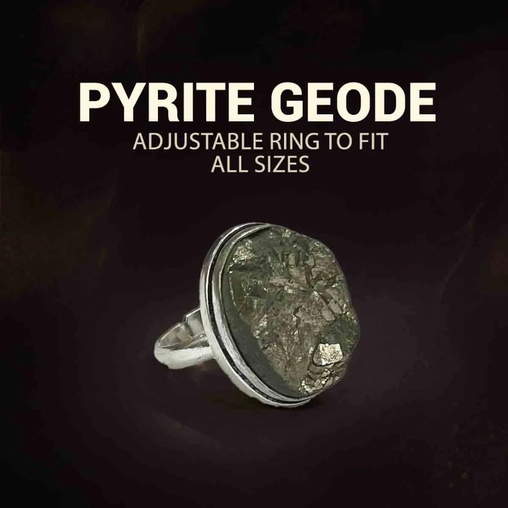 Pyrite Geode adjustable ring - LuxuryBring