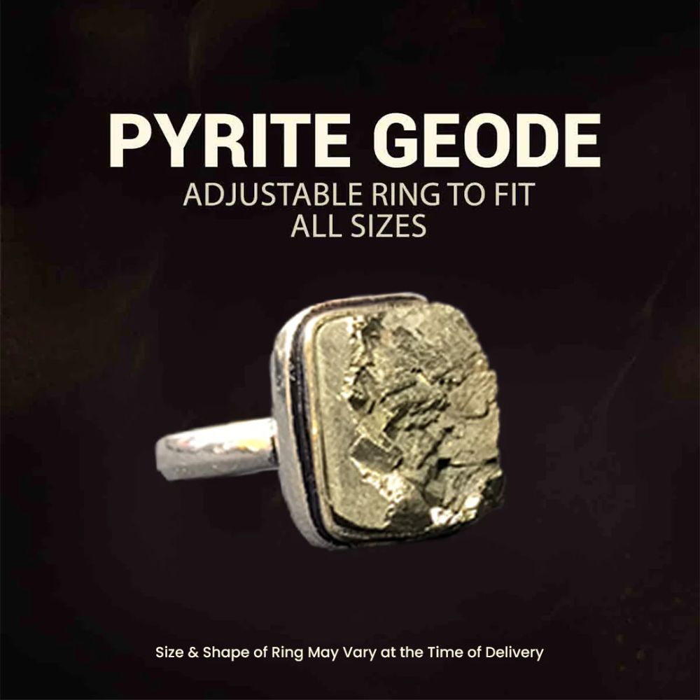 Pyrite Geode adjustable ring - LuxuryBring