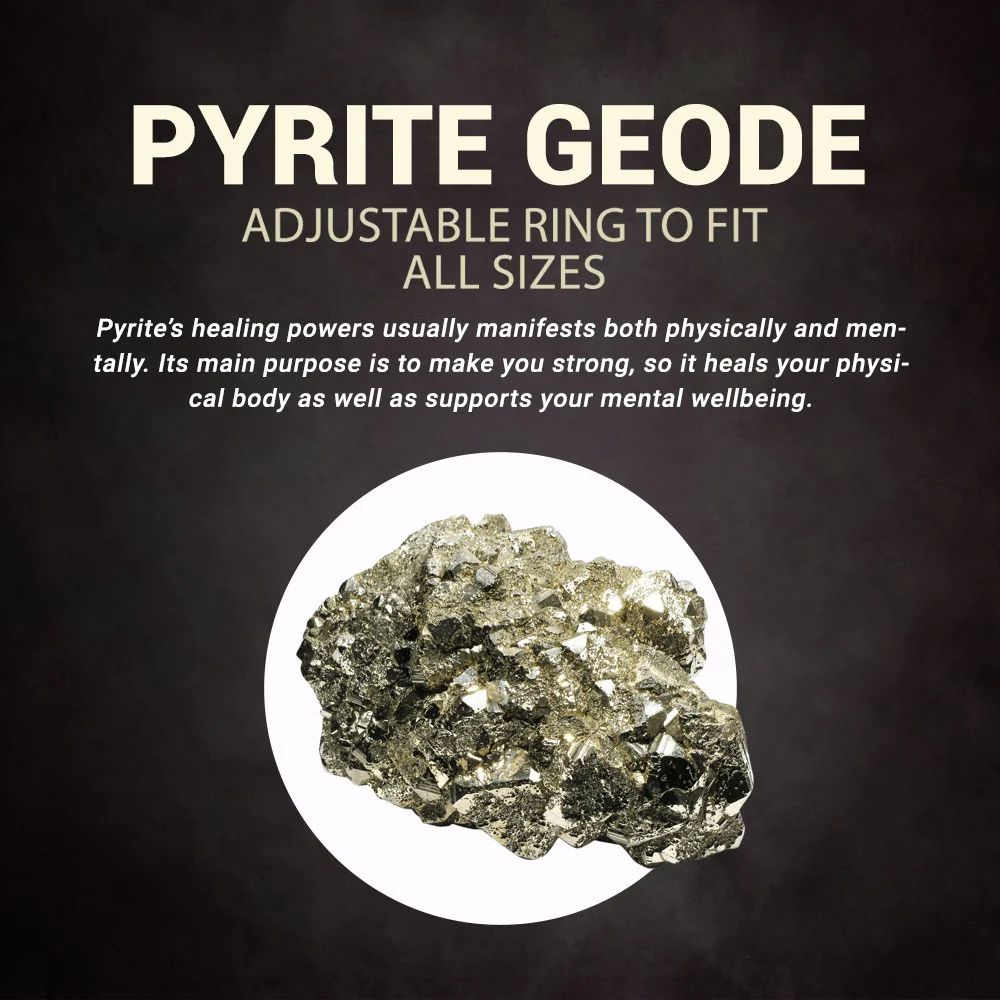 Pyrite Geode adjustable ring - LuxuryBring