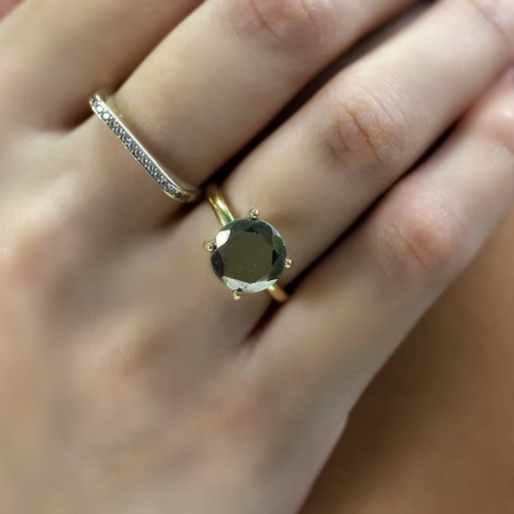 Raw Wild Pyrite Solitaire Ring - LuxuryBring