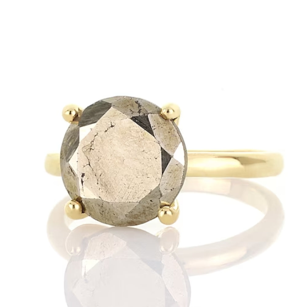 Raw Wild Pyrite Solitaire Ring - LuxuryBring