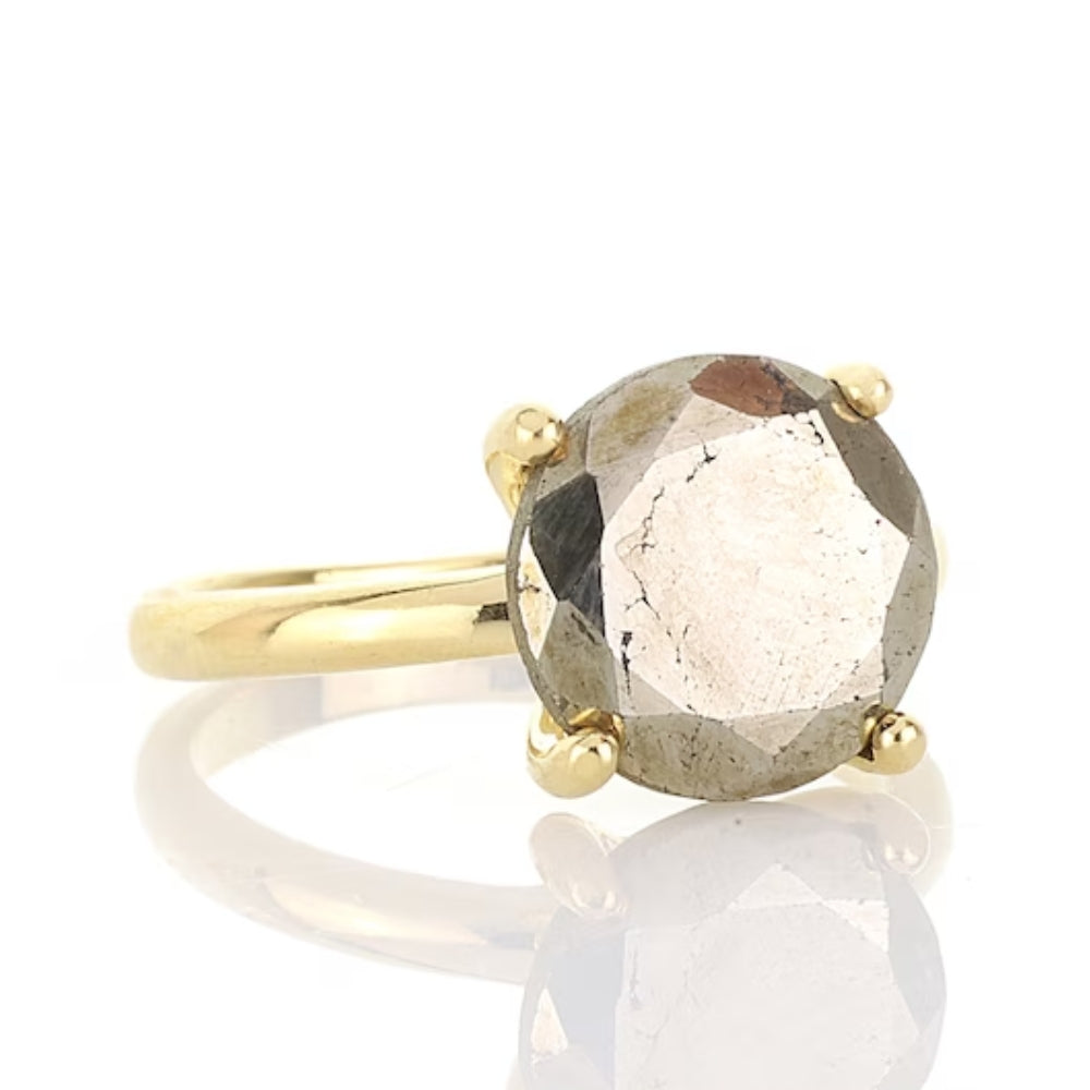 Raw Wild Pyrite Solitaire Ring - LuxuryBring