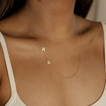 Sideways Initial letter name Necklace - LuxuryBring