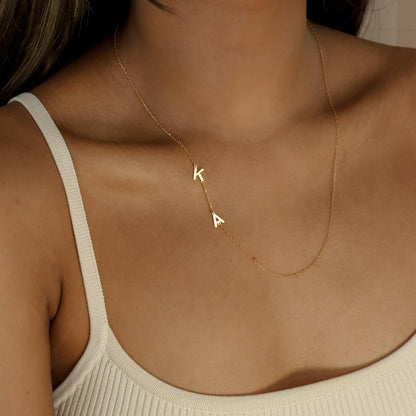 Sideways Initial letter name Necklace - LuxuryBring