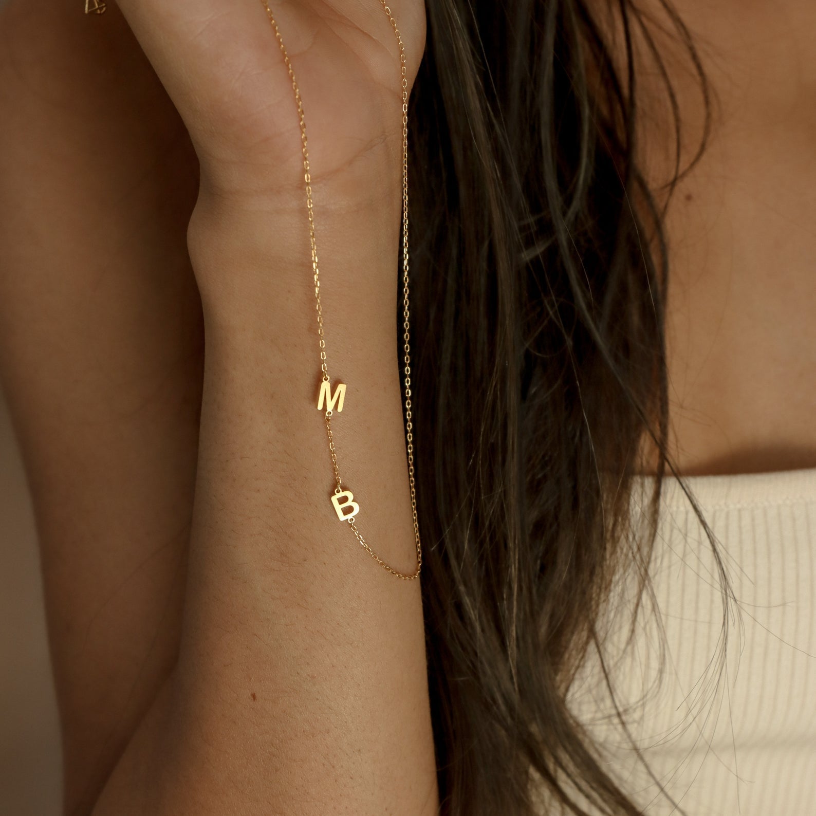 Sideways Initial letter name Necklace - LuxuryBring