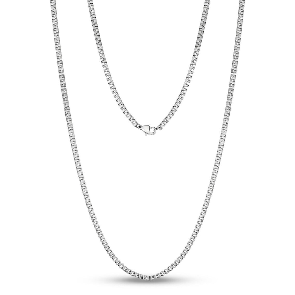 Silver Square Box chain For Men or Women 20 inch - LuxuryBring