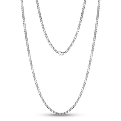 Silver Square Box chain For Men or Women 20 inch - LuxuryBring