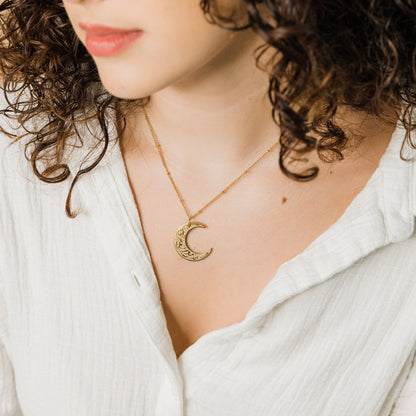 Verily with Hardship Comes Ease Crescent Necklace - LuxuryBring