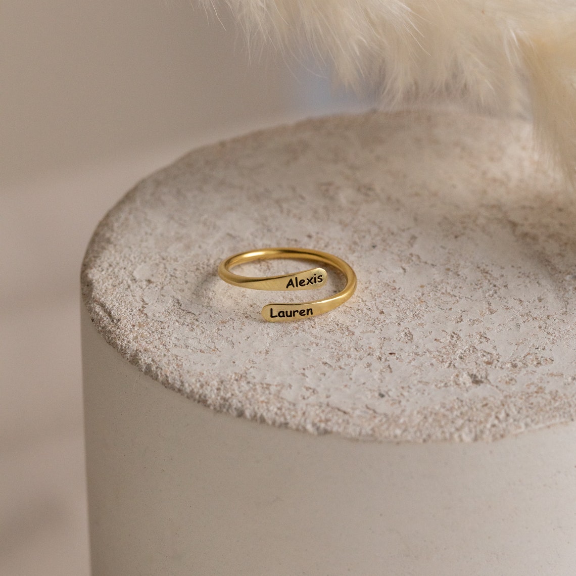 Personalized Rounded Edge Wrap Name Ring - LuxuryBring