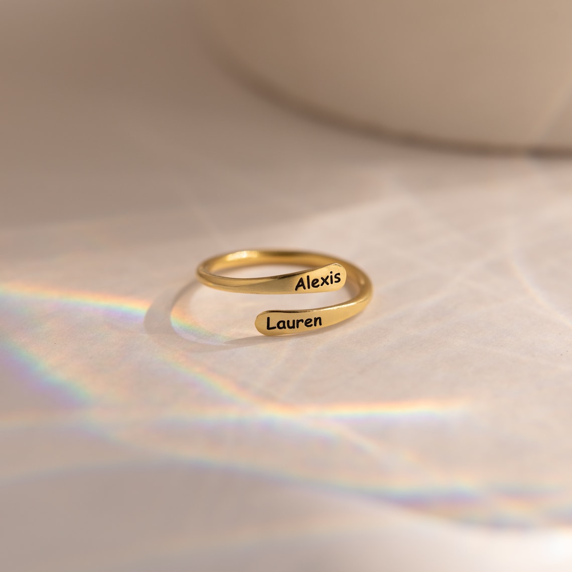 Personalized Rounded Edge Wrap Name Ring - LuxuryBring