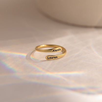 Personalized Rounded Edge Wrap Name Ring - LuxuryBring