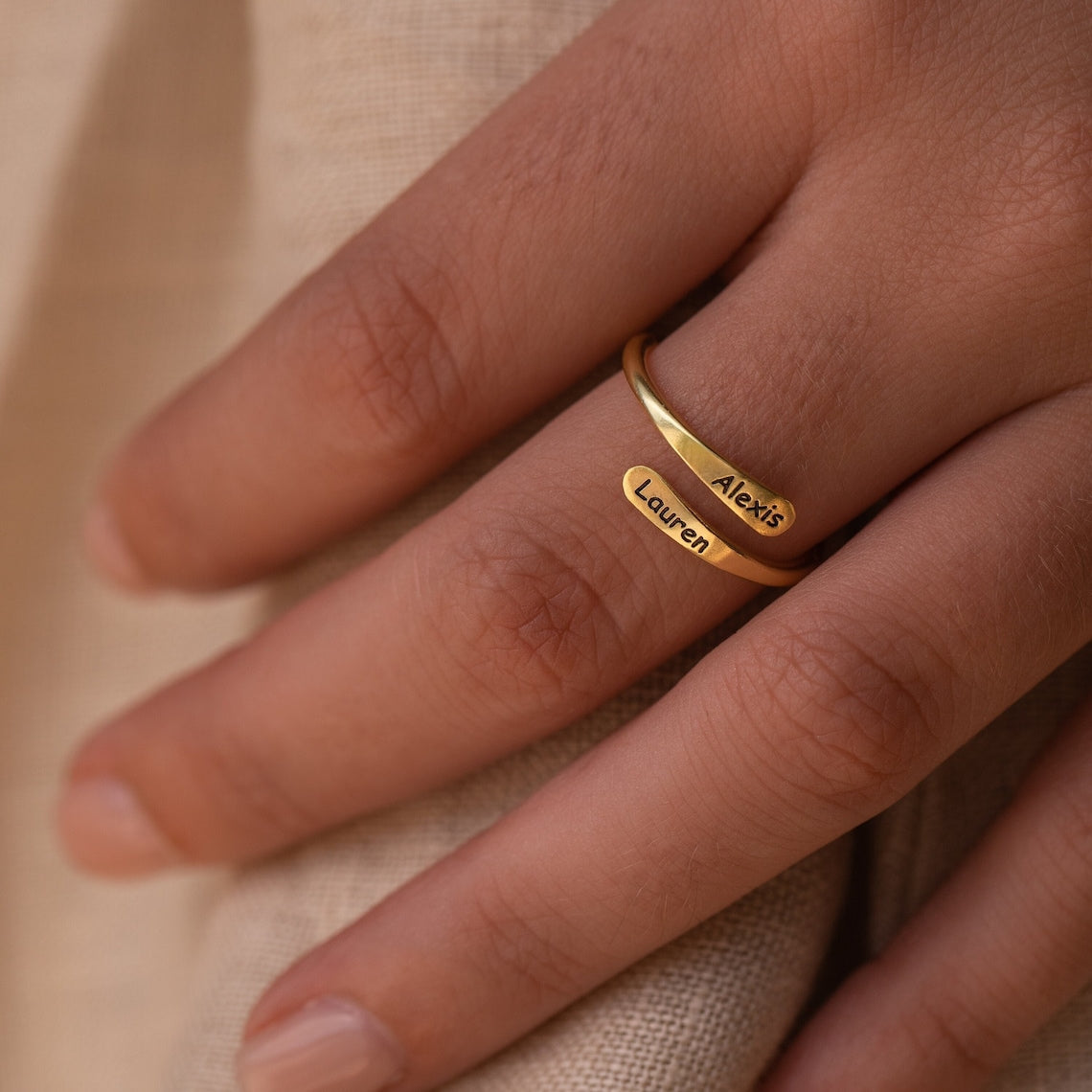 Personalized Rounded Edge Wrap Name Ring - LuxuryBring