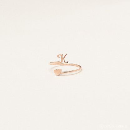 Personalized Dainty Initial Heart Ring - LuxuryBring