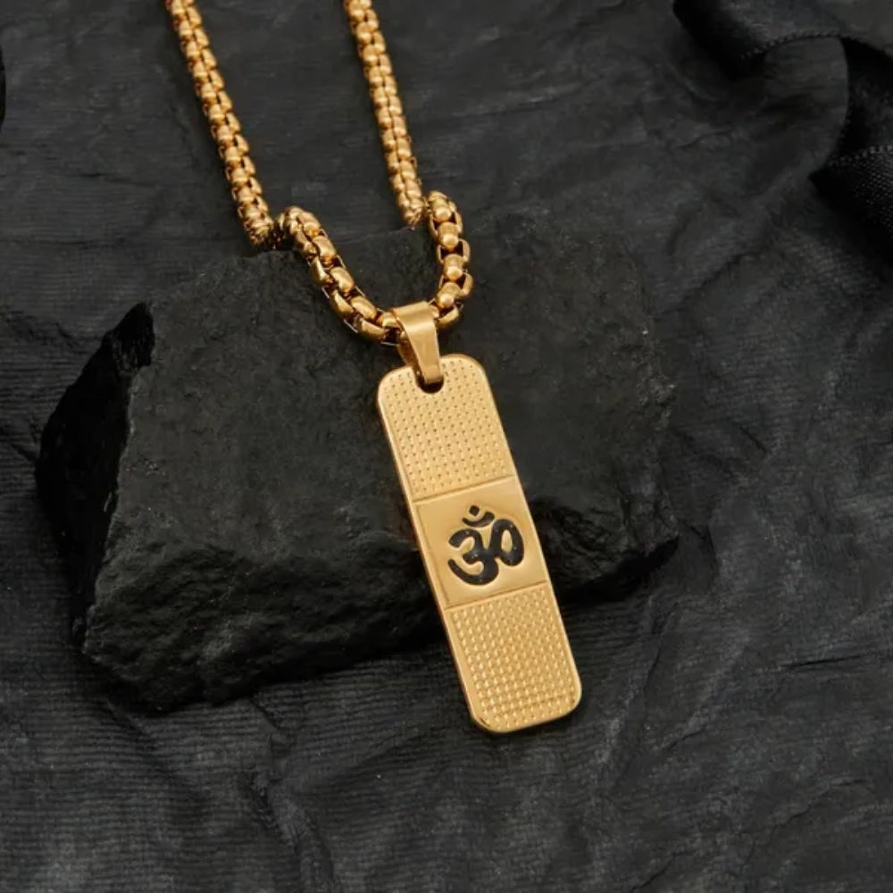 Gold Om Pendant With Dotted Pattern - LuxuryBring